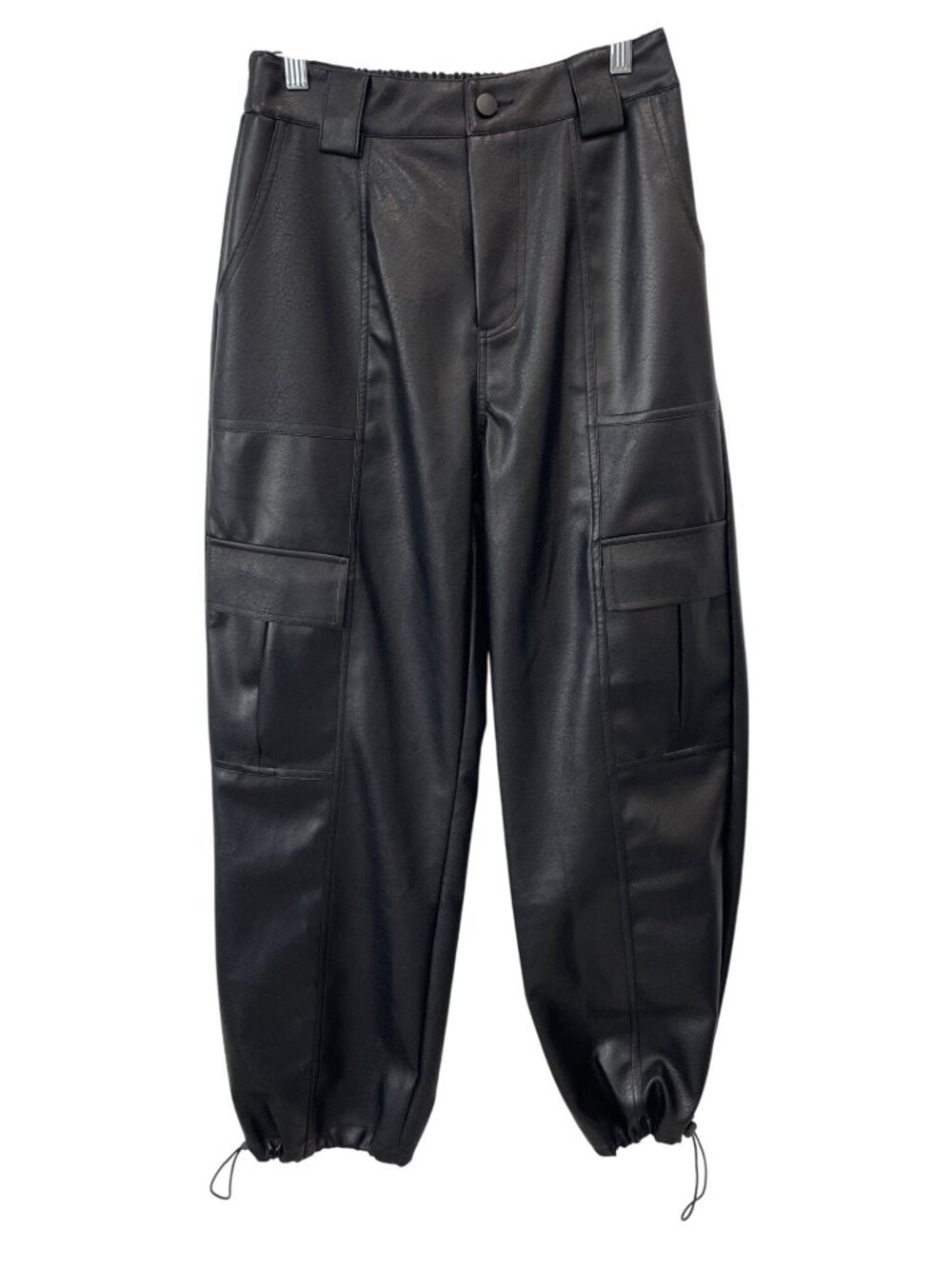 Pretty Garbage Jogger Pants Small Faux Leather Pull On Cargo Black Streetwear